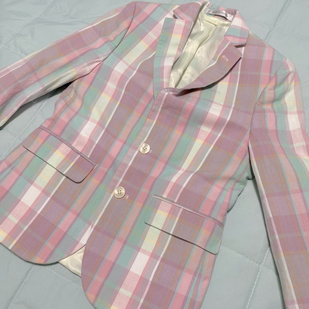LAUREN RALPH LAUREN PINK FLANNEL STYLE BLAZER XS